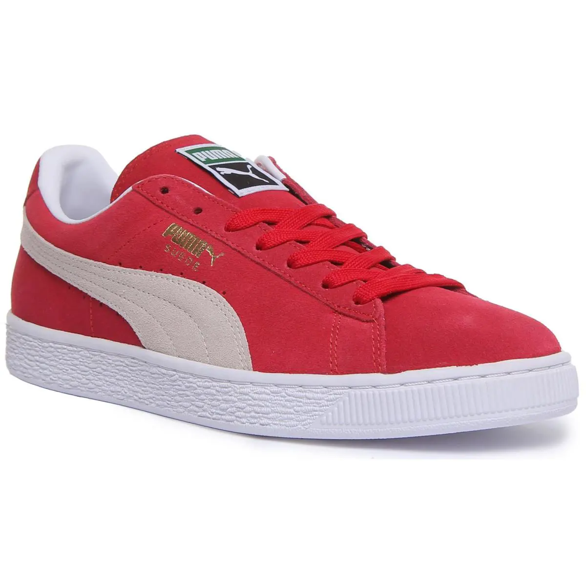 Puma Suede Classic + Lace up Unisex Sneaker In Red White Size US 4- 13 - RED