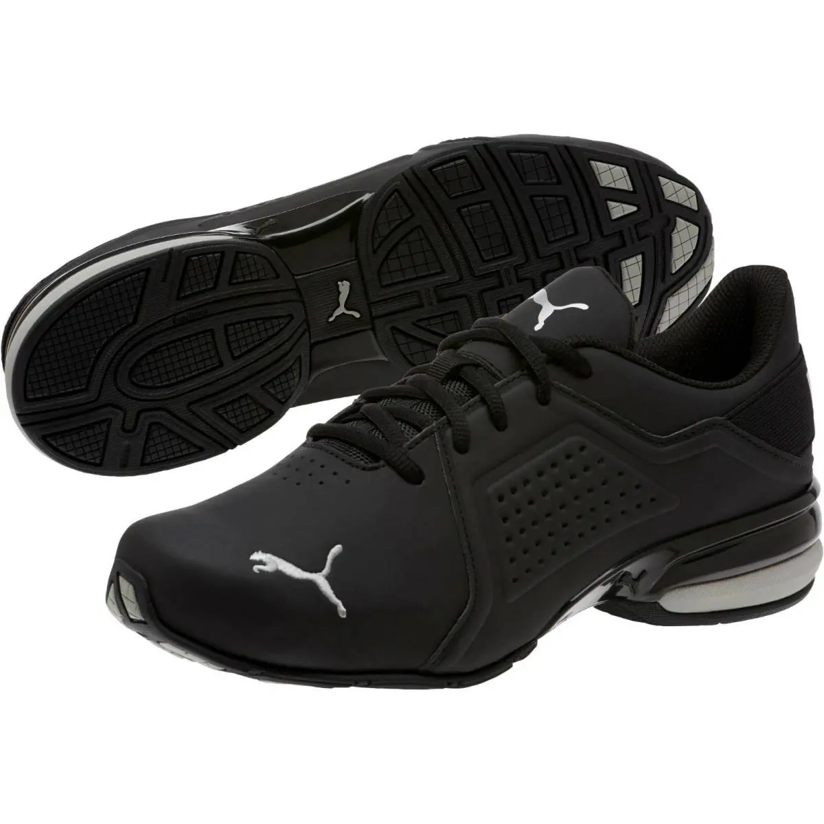 Mens Puma Viz Runner Men`s Running Shoes Black Silver 191037-05 - black silver