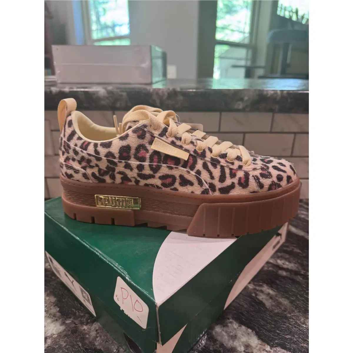 Puma Mayze Leopard Platform Sneakers Women`s Size 6.5 382910-01