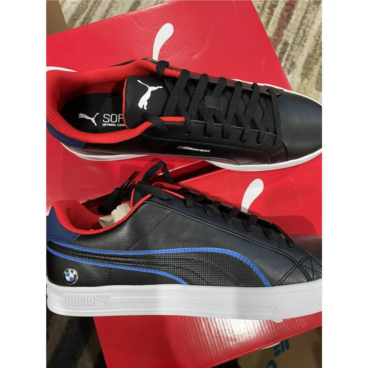 Puma shoes - PUMA BMW MMS Smash Vulc V3 LO - 306876 01 - Black Estate Blue Red (UPC: 0194580697948) 4