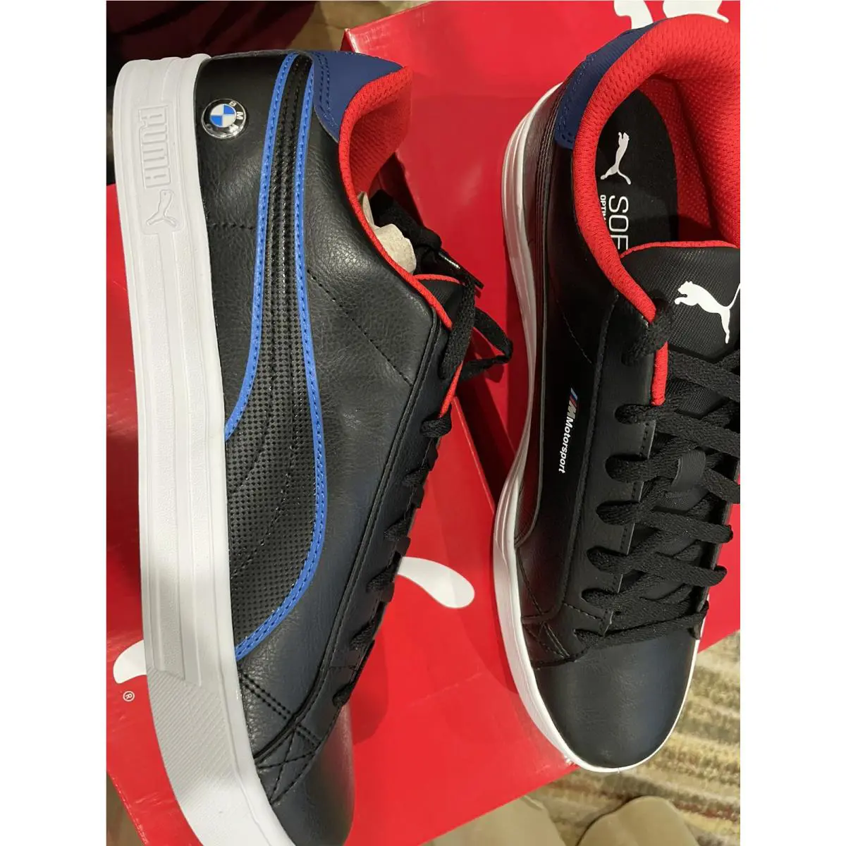 Puma shoes - PUMA BMW MMS Smash Vulc V3 LO - 306876 01 - Black Estate Blue Red (UPC: 0194580697948) 5