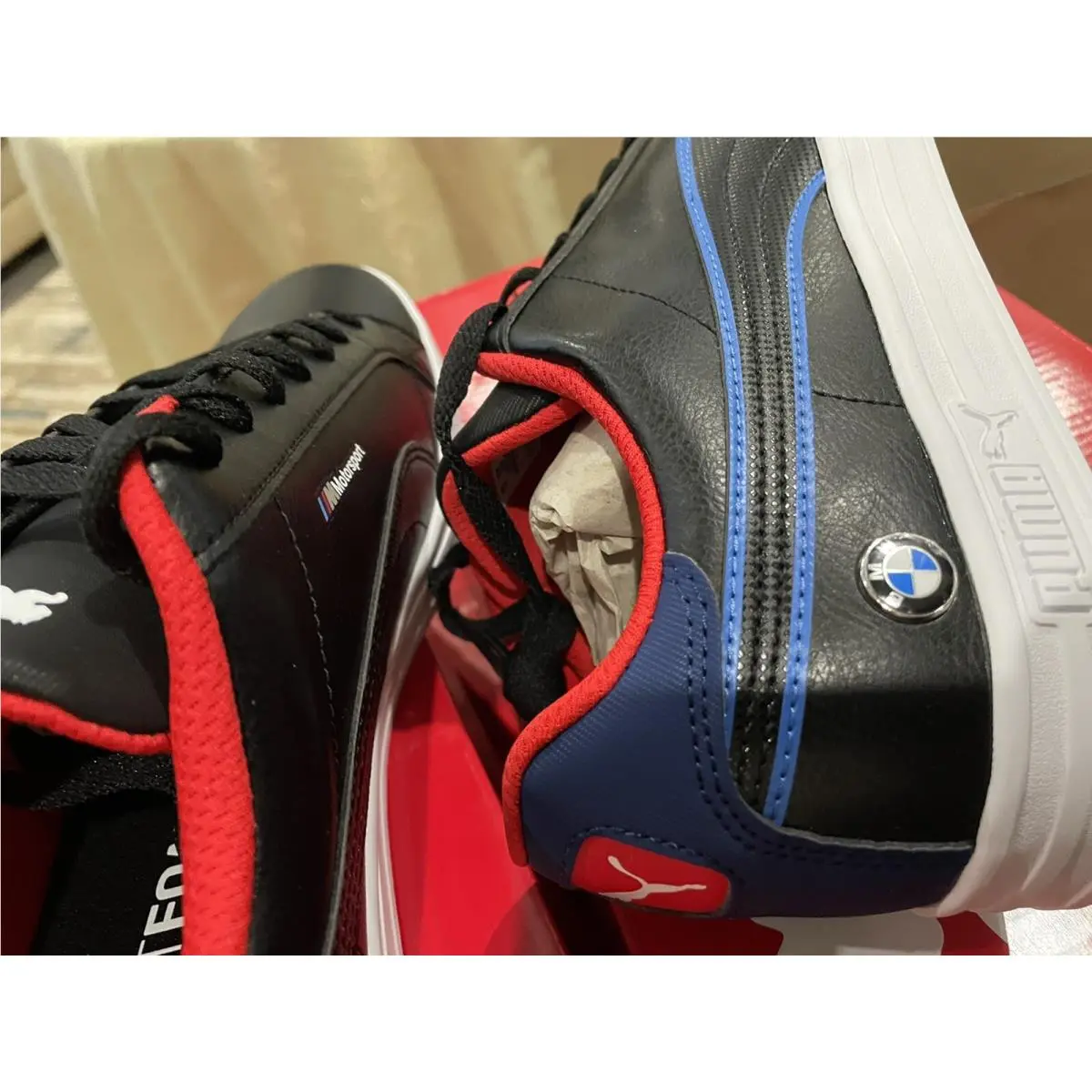 Puma shoes - PUMA BMW MMS Smash Vulc V3 LO - 306876 01 - Black Estate Blue Red (UPC: 0194580697948) 6