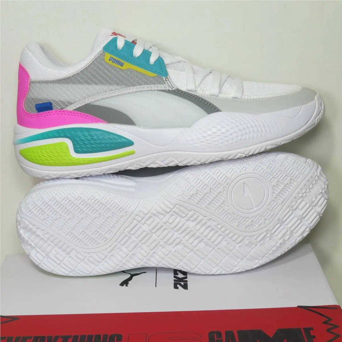Puma Court Rider 2K White Ultra Grey Basketball Shoes 376313-01 Mens Size 10.5 - White