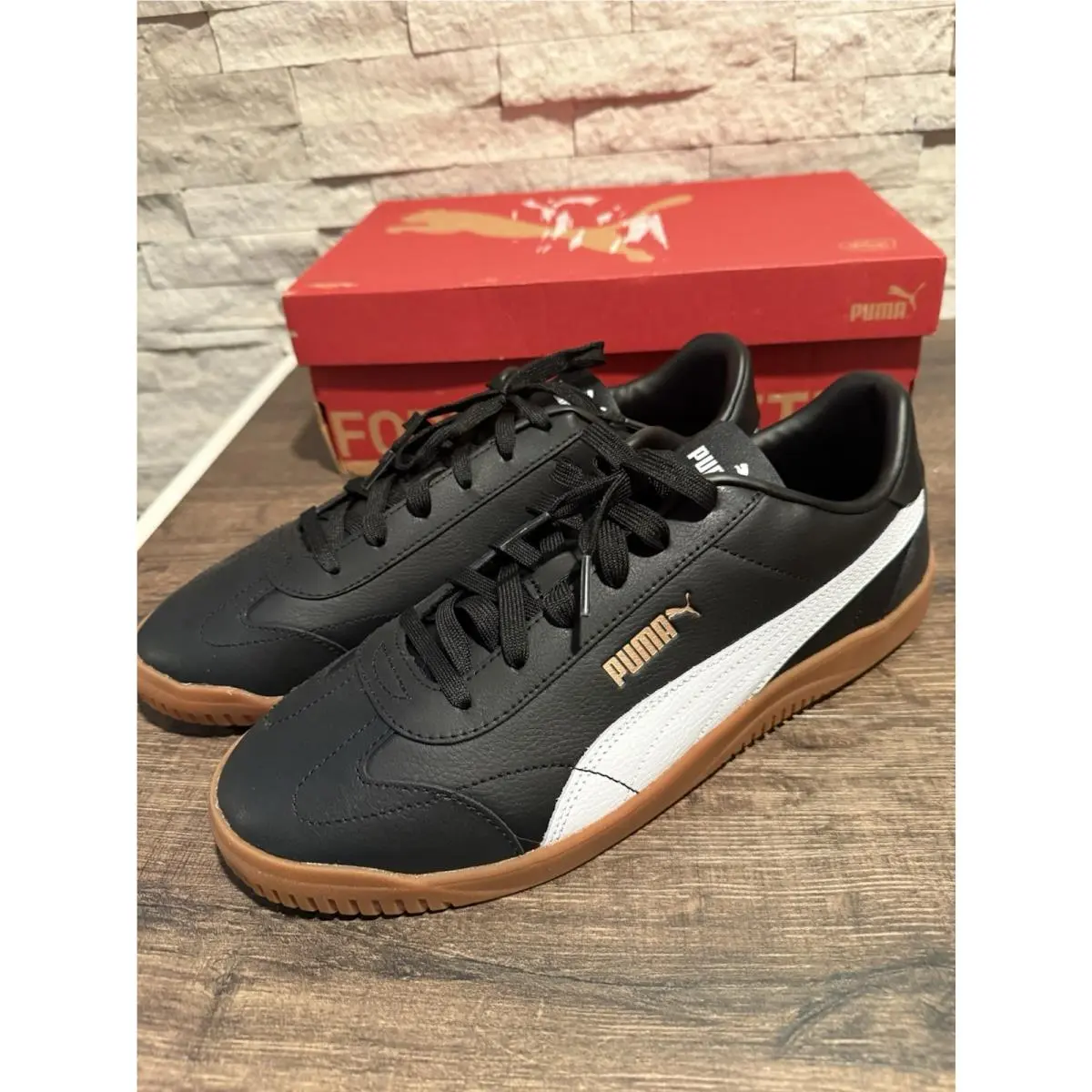 Puma Club 5v5 Men`s Size 12 Black White Gold Sneakers Shoes 389406 05
