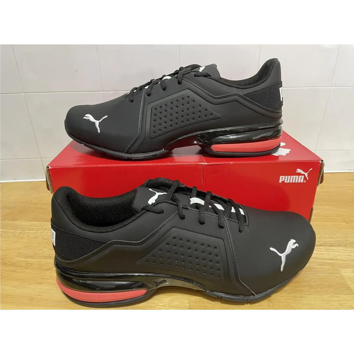 Puma Viz Runner Running Shoe For Men Size 12M - Black/red