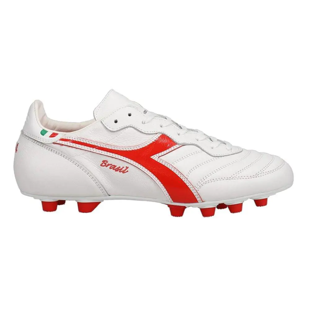 Men`s Diadora Brasil Italy OG Lt+ Mdpu Soccer Cleats - White Red - 6.5