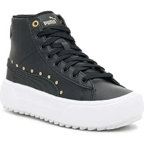 Puma Kaia Mid Stud Sneakers Unisex Men Size 7 = Women Size 8.5 Shoes Black - Black/Puma Black/Puma Team Gold
