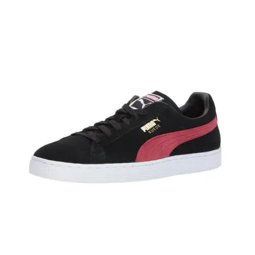 Men`s Puma Suede Classic Sneakers US 8.5 D Black Tibetan Red - Black TIBETAN RED