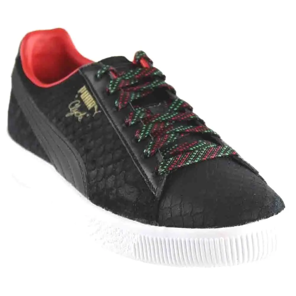 Puma Clyde Gcc Low Leather Trainers Sneaker Women Shoes Black Sneak Size 9.5 - BLACK SKIN SNEAK