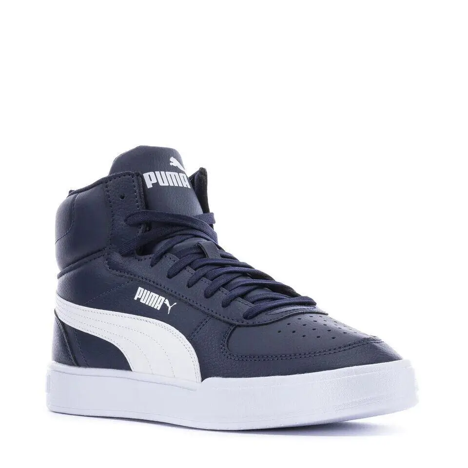 Puma Caven Mid Tenis Leather Lace-up Sneakers Men Shoes Blue/white Size 10.5 - Peacoat/White/White Blue