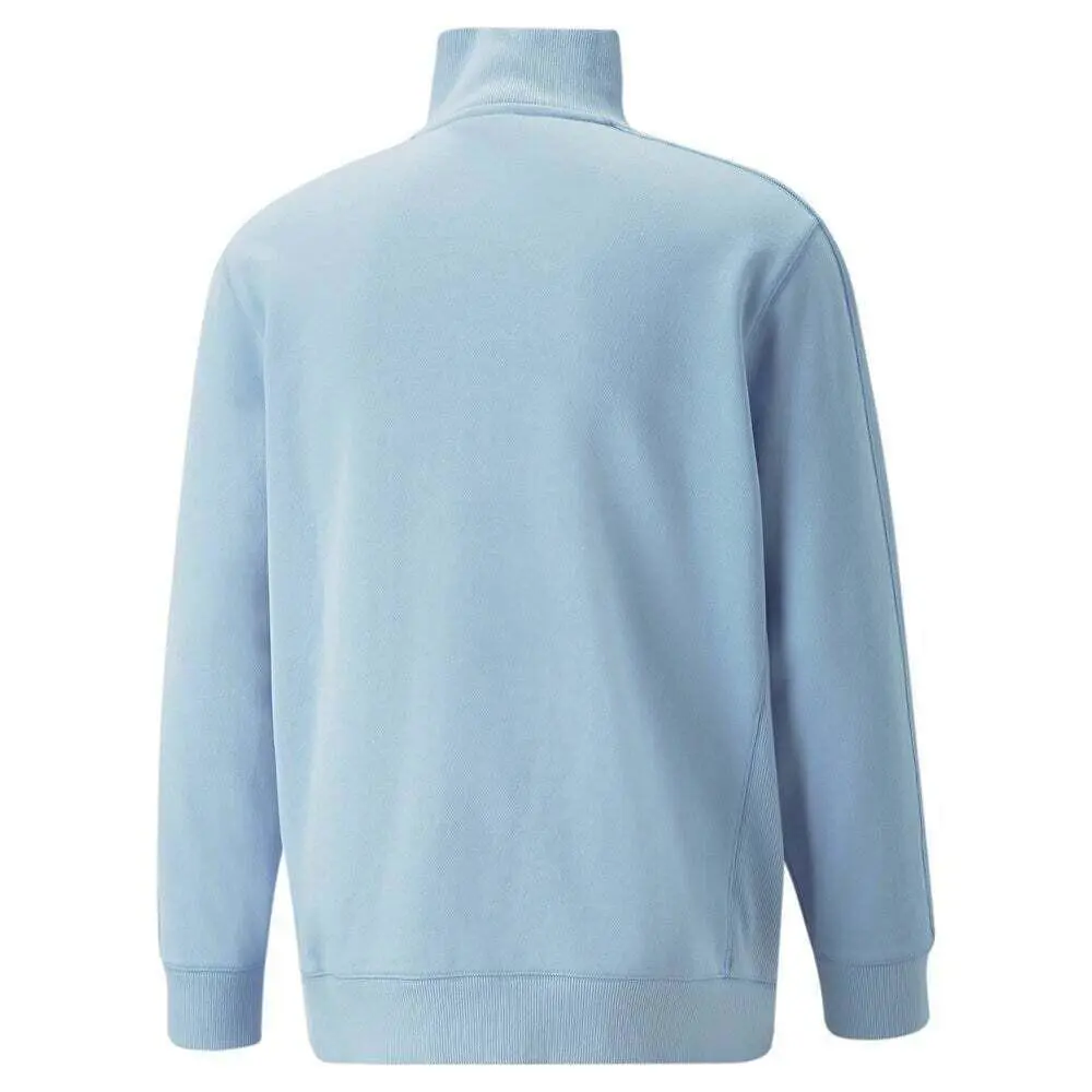 Puma clothing - Puma X Maison Kitsune 1/4 Zip Up FT Pullover Jacket - 532322 92 - Chambray Blue & White 7
