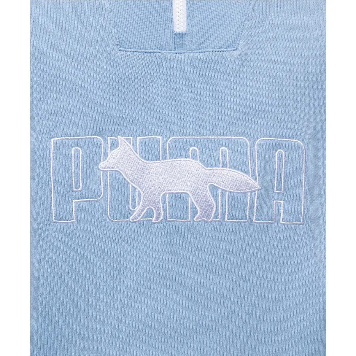 Puma clothing - Puma X Maison Kitsune 1/4 Zip Up FT Pullover Jacket - 532322 92 - Chambray Blue & White 3