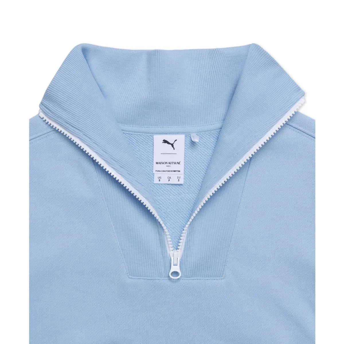 Puma clothing - Puma X Maison Kitsune 1/4 Zip Up FT Pullover Jacket - 532322 92 - Chambray Blue & White 4