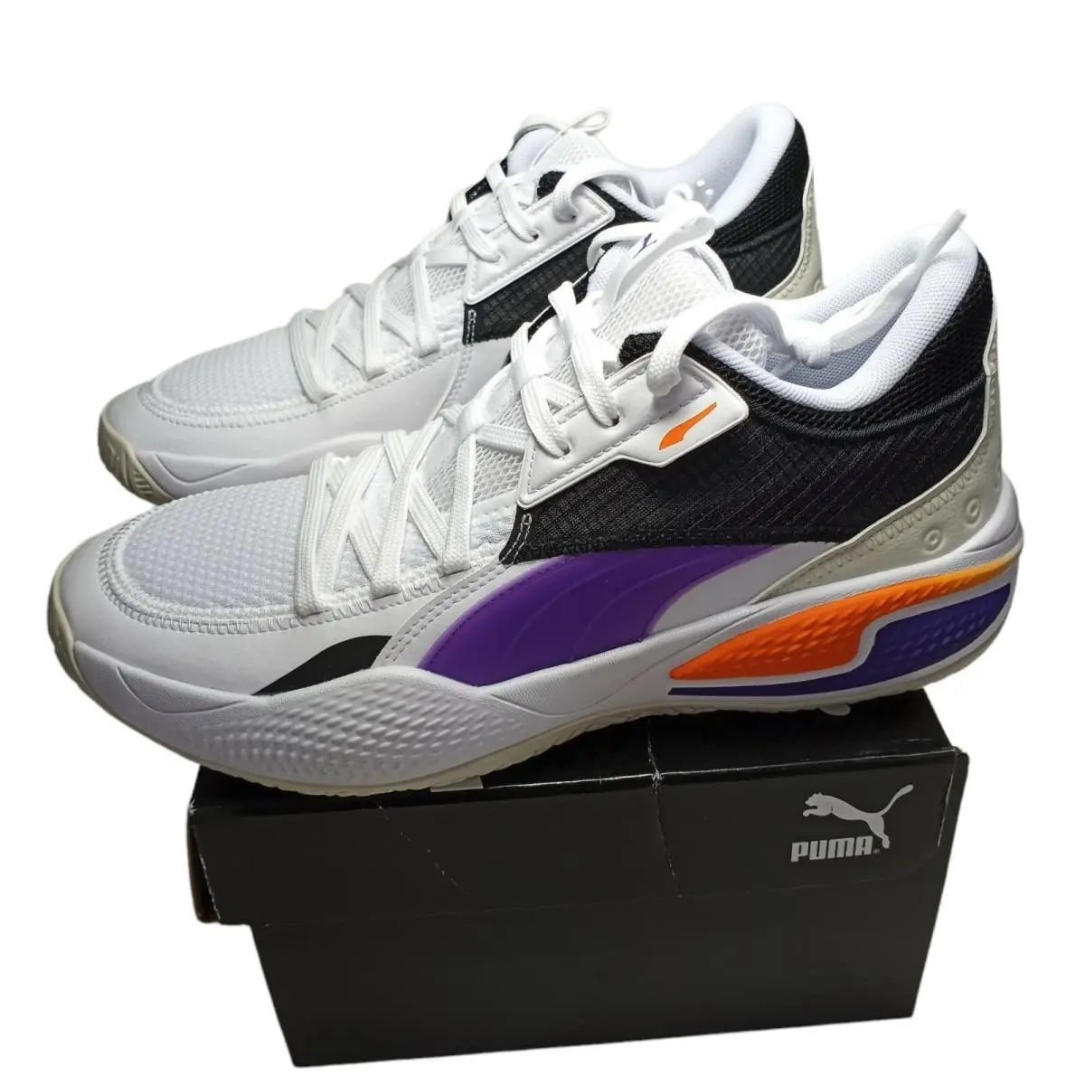 Puma Court Rider 1 Basketball Trainer Sneaker Men Shoes White/red Size 10.5