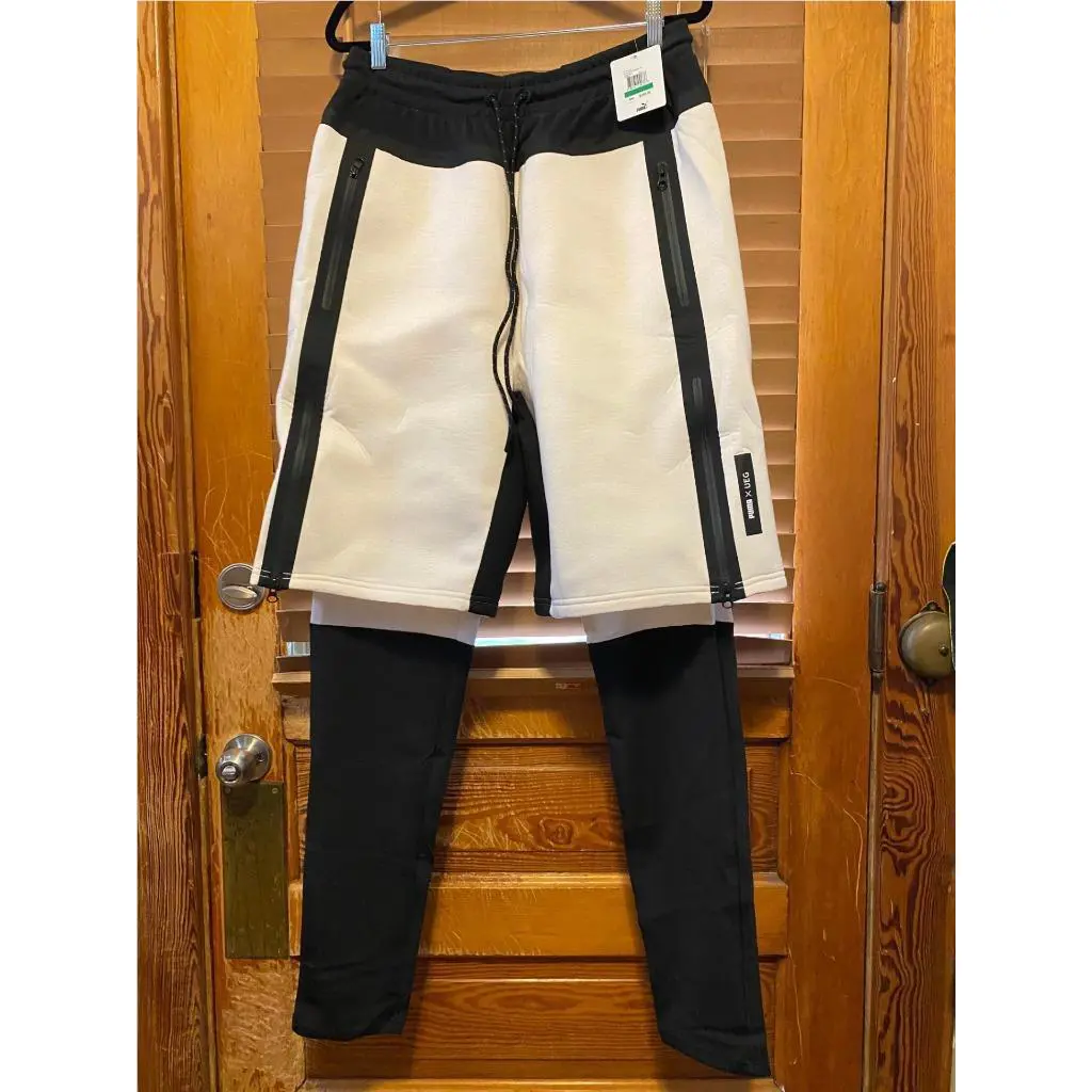 Puma X Ueg Coldgear Black Beige Cream Sweatshorts 2-1 Tights Size L Men