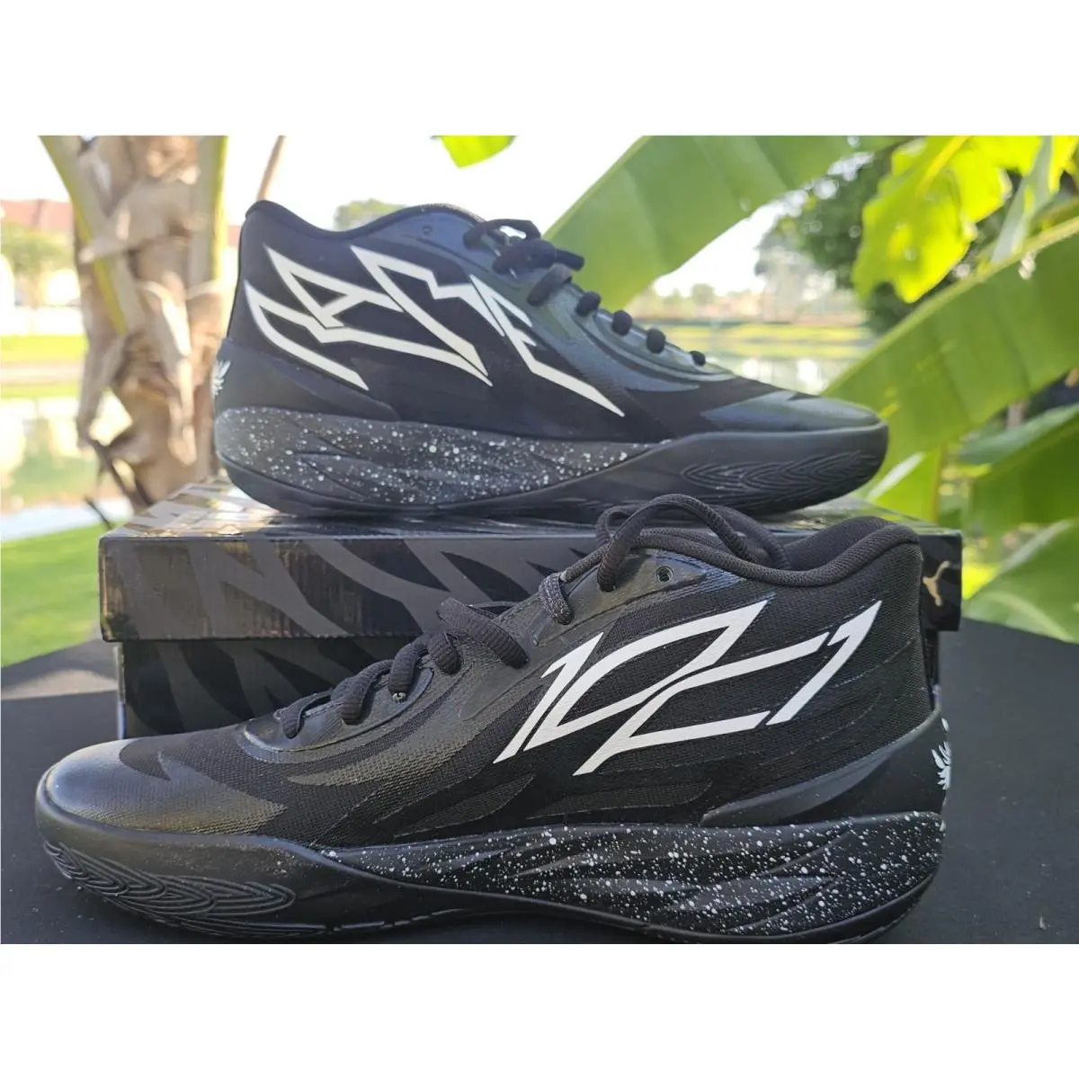 Men`s Size 12 Puma MB.02 Black White Oreo Men`s Basketball Shoes 379420-01
