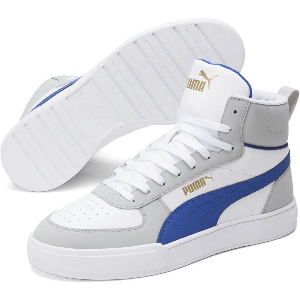 Puma Caven Mid Nixed Lace-up Trainer Sneakers Men Shoes White/blue Size 10.5 - Cool Light Gray/Surf The Web/Puma Team Gol