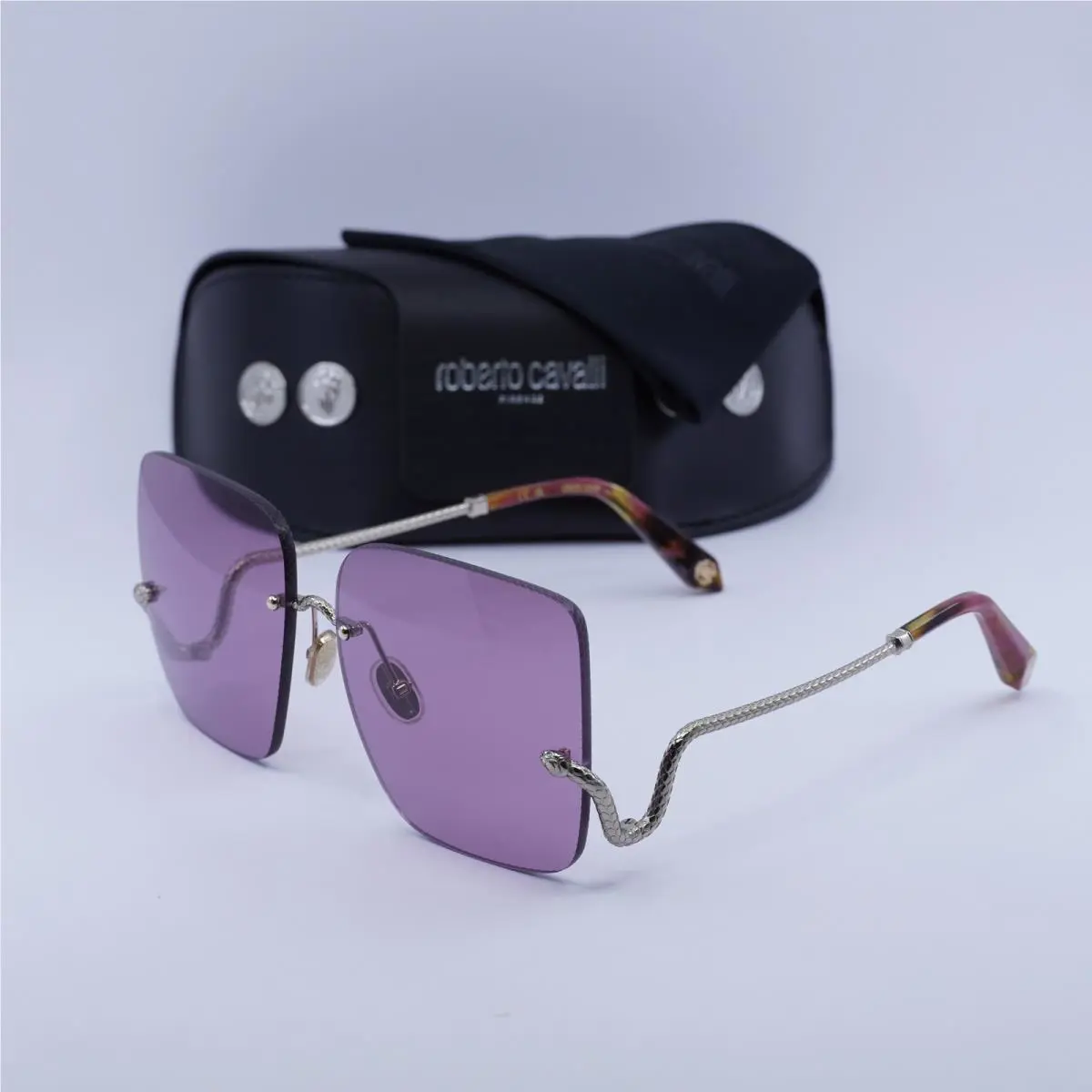 Roberto Cavalli SRC061 0594 Shiny Light Gold/purple 63-16-145 Sunglasses
