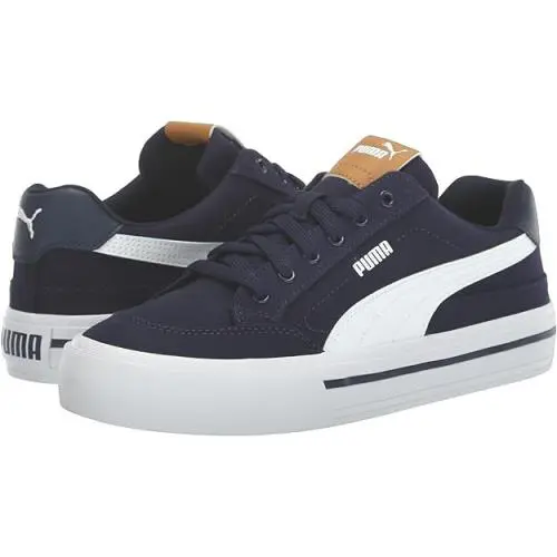 Puma Court Classic Vulc Low Lace-up Sneakers Men Shoes Navy/white Size 12 - DARK NAVY/WHITE - 397584-02