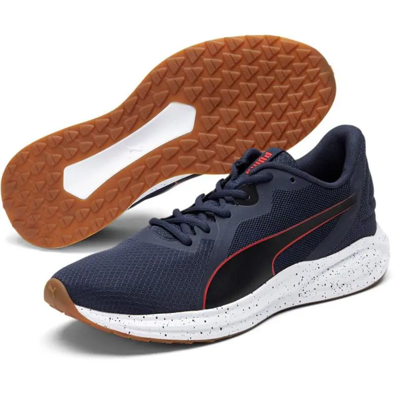 Puma Twitch Runner Speckle Lace-up Trainers Sneaker Men Shoes Blue Size 10.5 - Peacoat/Puma Black/High Risk Red