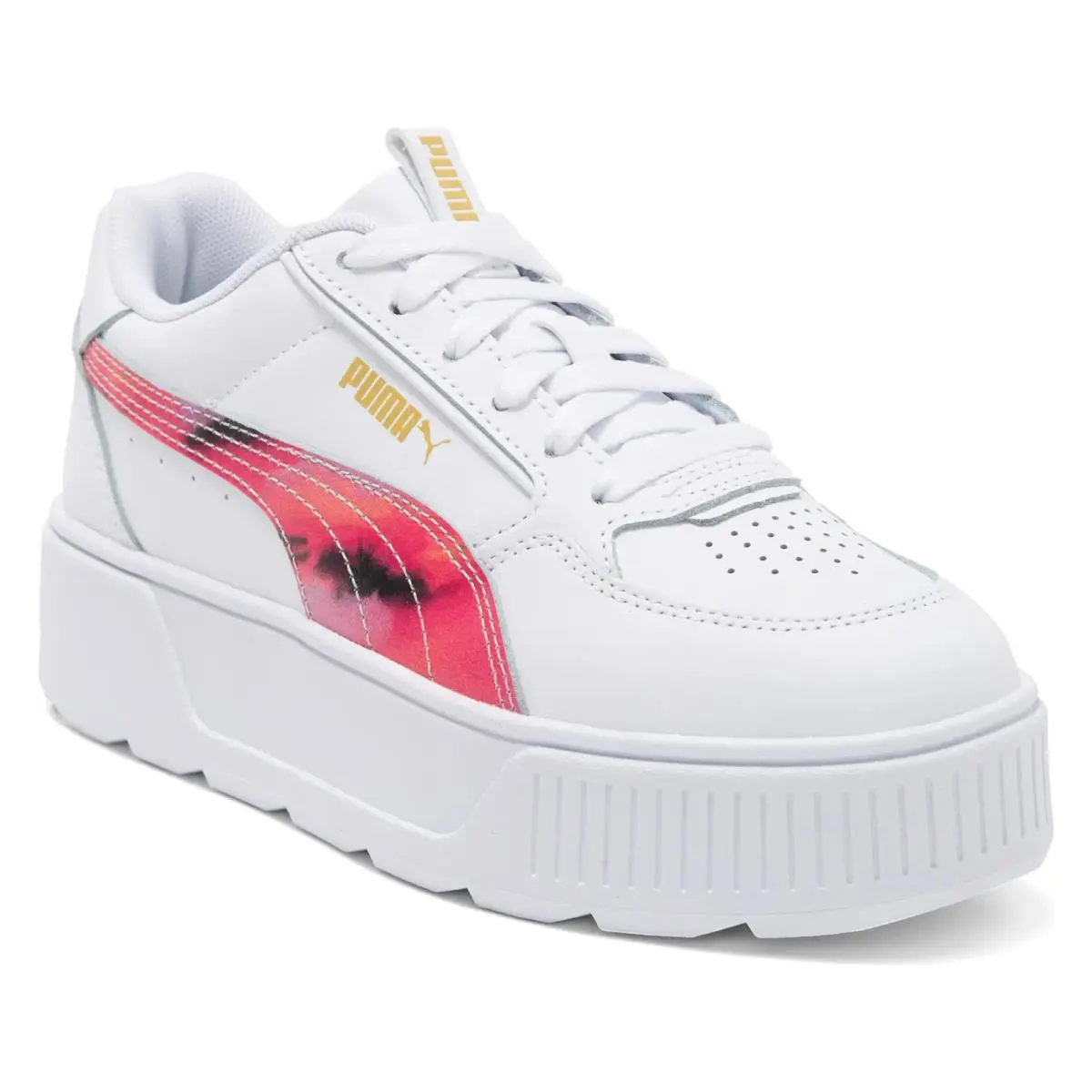 Puma Karmen Rebelle Vivid Dream Low 2 HI Platform Women Shoes White Size 8 - White-Fuchsia Purple-Gold