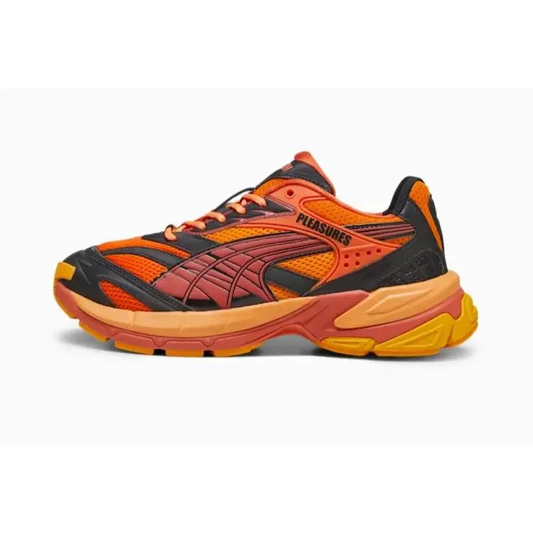 Mens Size 10 Puma x Pleasures Velophasis Layers Sneakers Shoes Orange/black