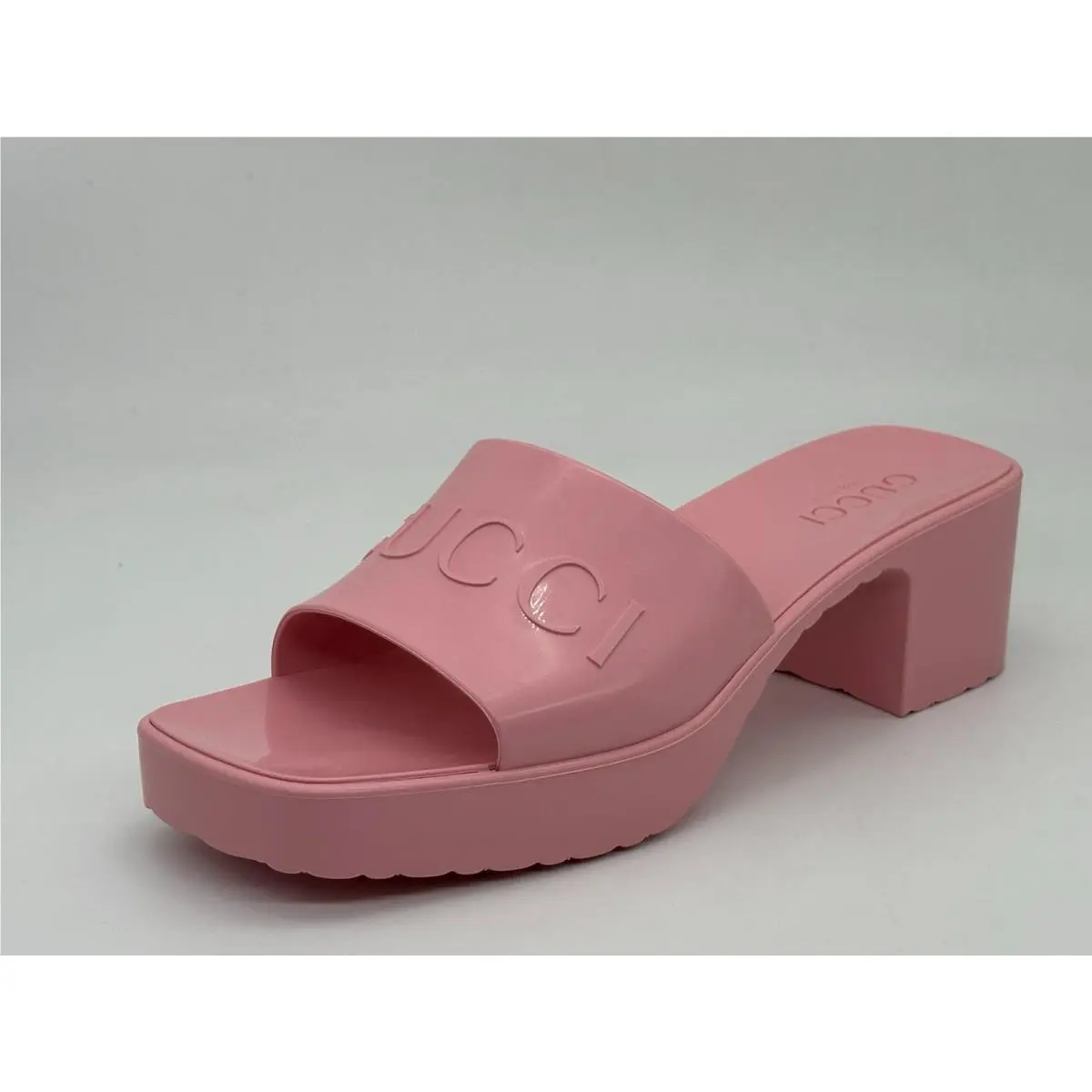 Double GG Logo Rubber Platform Block Heel Mules Slides Sandals Shoes by Gucci