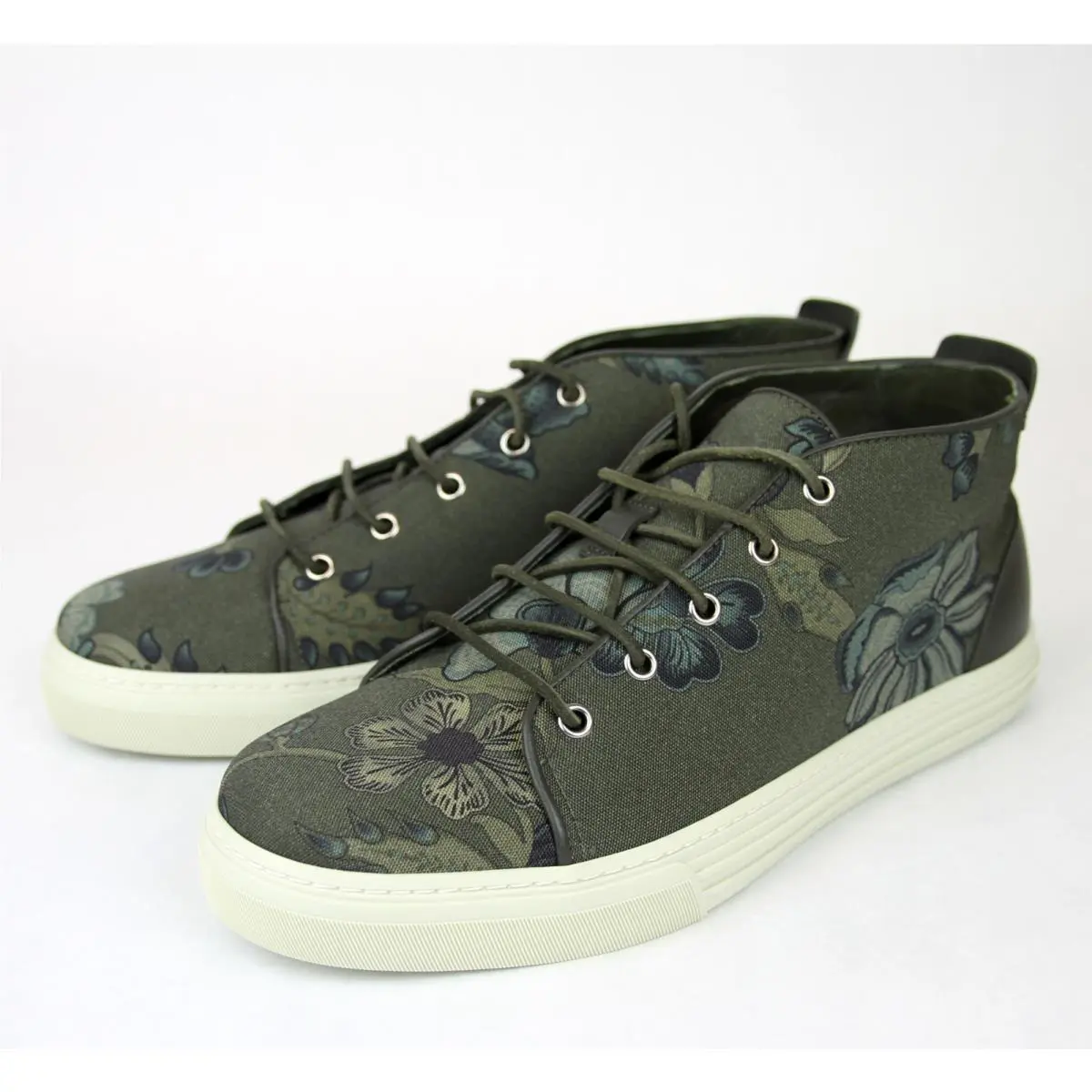 Mens Green Floral Fabric Lace-up Sneaker 342048 3364 by Gucci