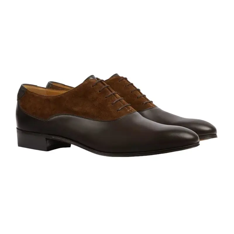 Men`s Gucci Mixed Leather Suede Adel Double G Logo Dress Shoes - Cocoa/Brown