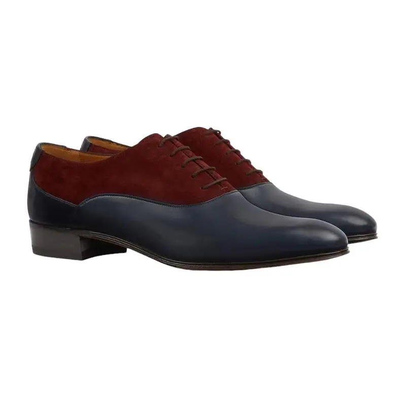 Men`s  Mixed Leather Suede Adel Double G Logo Dress Shoes Blue/Bordeaux by Gucci