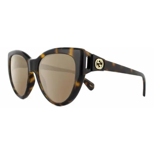 GG0877S-002 Cat Eye Polarized Sunglasses Brown Havana Gold 56 mm 4 Options Amber Brown Polar by Gucci