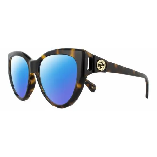 GG0877S-002 Cat Eye Polarized Sunglasses Brown Havana Gold 56 mm 4 Options Blue Mirror Polar by Gucci