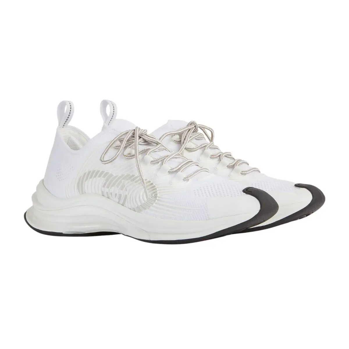 Men`s Gucci White Fabric Technical Running Sneakers 680893 - White