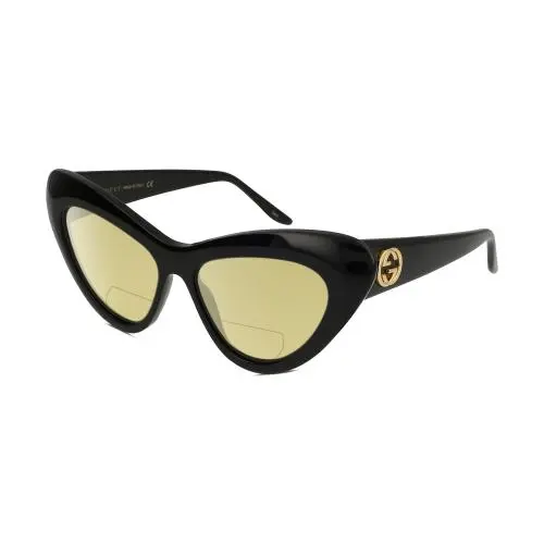 GG0895S Women Cateye Designer Polarized Bifocal Sunglasses Black Gold 54mm Yellow by Gucci