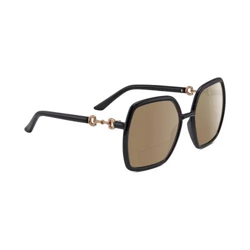 GG0890S Women`s Polarized Bifocal Sunglasses in Black Gold 55mm 41 Options Brown by Gucci