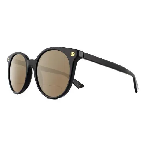 GG0091S Womens Round Designer Polarized Bifocal Sunglasses Black Gold 52mm Brown by Gucci