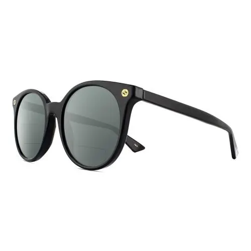 GG0091S Womens Round Designer Polarized Bifocal Sunglasses Black Gold 52mm Grey by Gucci
