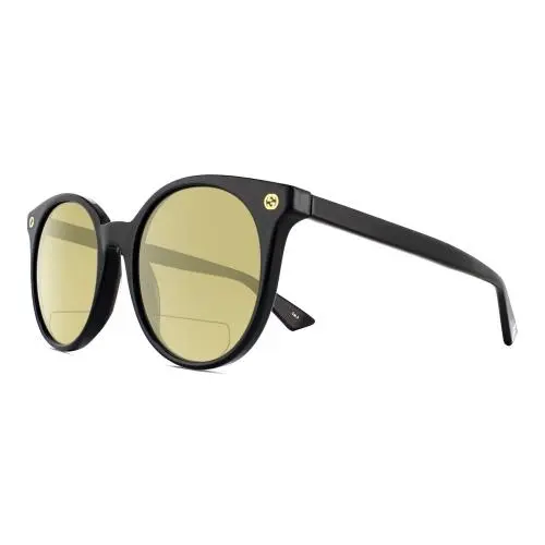 GG0091S Womens Round Designer Polarized Bifocal Sunglasses Black Gold 52mm Yellow by Gucci
