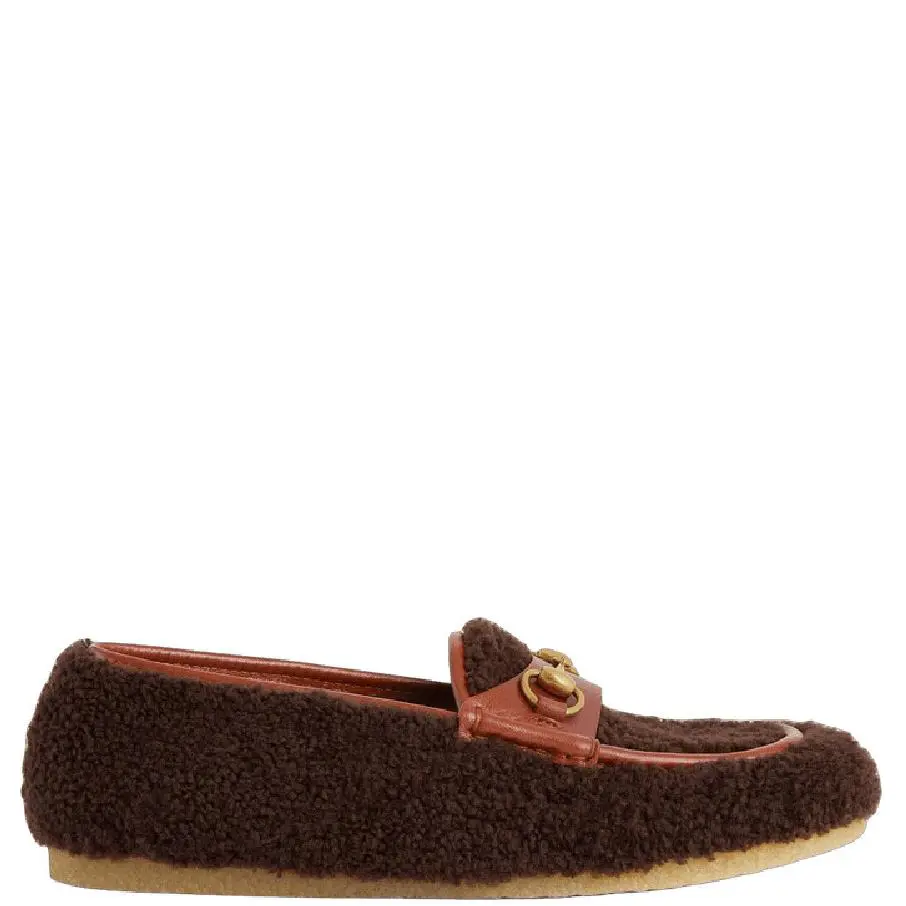Men`s Gucci Cocoa Merino Wool Horsebit Loafer Moccas - Brown