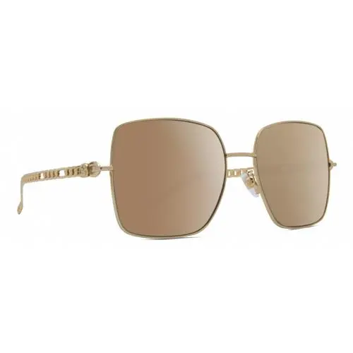 GG0724S Womens Square Designer Polarized Sunglasses Gold Black 61mm 4 Opt Amber Brown Polar by Gucci