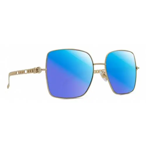 GG0724S Womens Square Designer Polarized Sunglasses Gold Black 61mm 4 Opt Blue Mirror Polar by Gucci