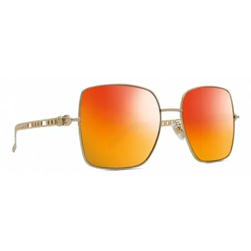 GG0724S Womens Square Designer Polarized Sunglasses Gold Black 61mm 4 Opt Red Mirror Polar by Gucci