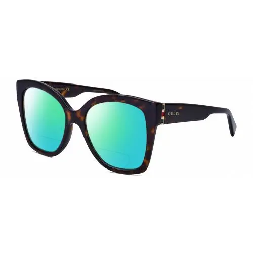GG0459S-002 Cat Eye Polarized Bifocal Sunglasses Brown Havana 54 mm 41 Opt Green Mirror by Gucci