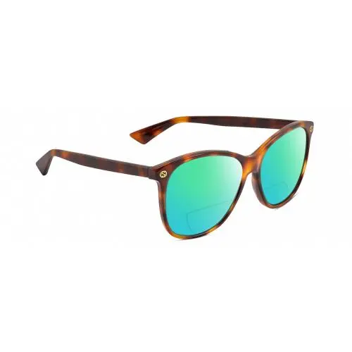 GG0024S Unisex Polarized Bifocal Sunglasses in Tortoise Havana 58mm 41 Opt Green Mirror by Gucci