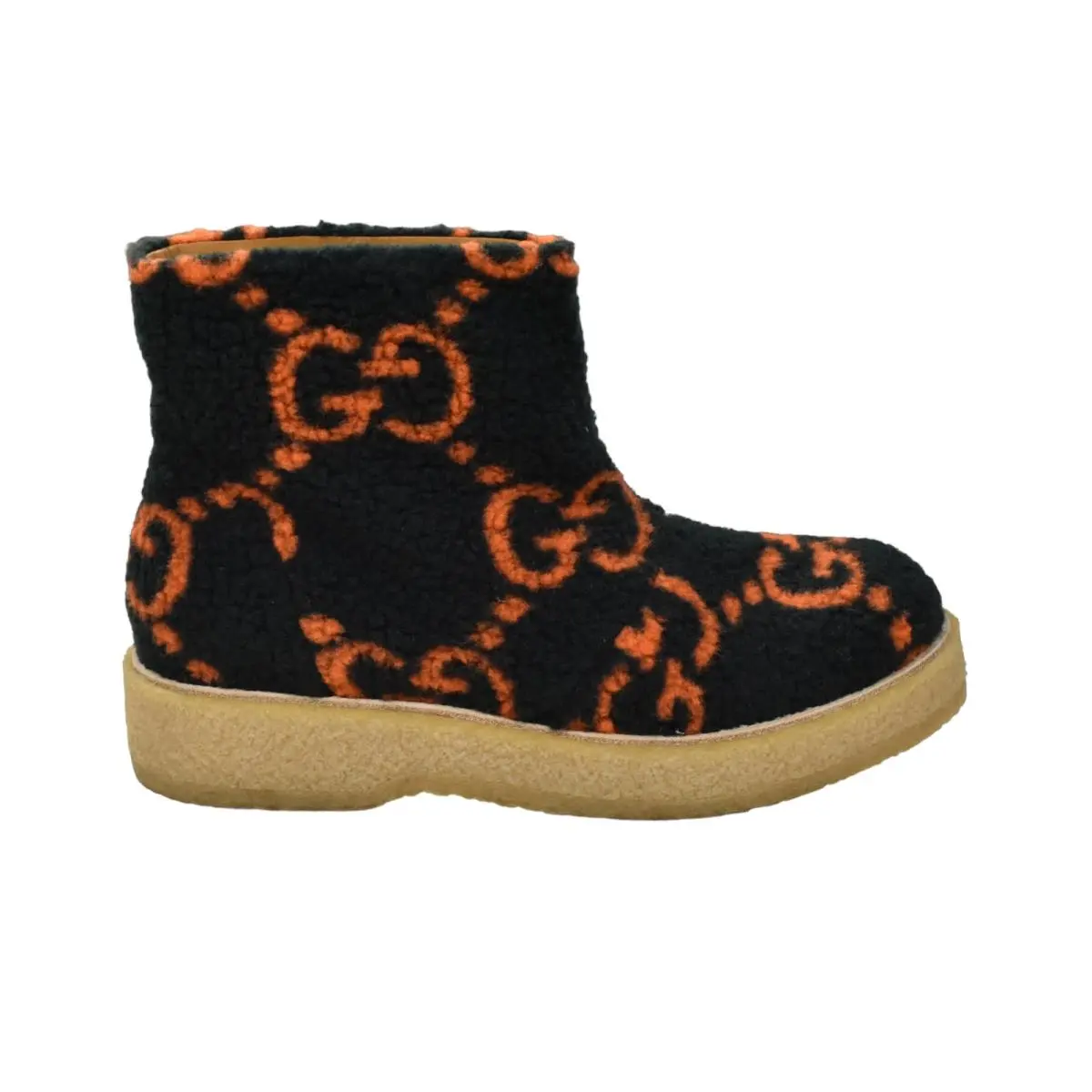 Men`s Gucci Dark Green Hooper GG Logo Wool Effect Ankle Boots