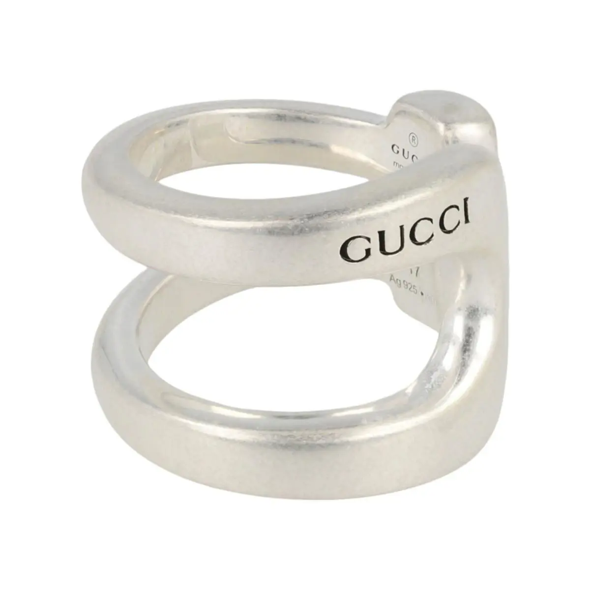 Gucci Womens Sterling Silver Stirrup Wrapped Horsebit Ring 21