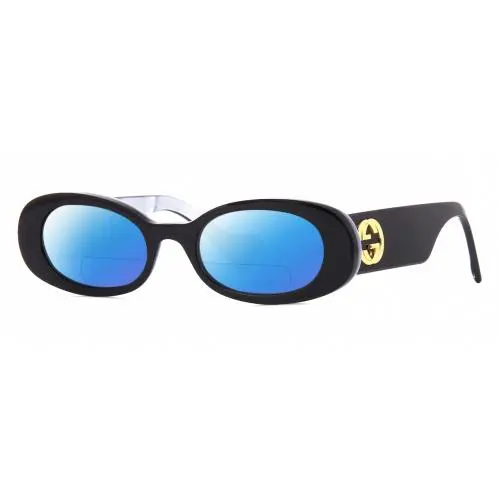 GG0517S Womens Polarized Bifocal Sunglasses Black Blue Opal 52mm 41 Option Blue Mirror by Gucci