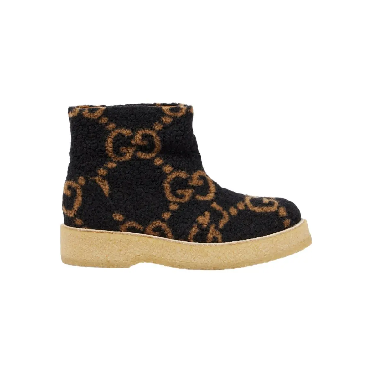 Men`s Gucci Black Hooper GG Logo Wool Effect Ankle Boots