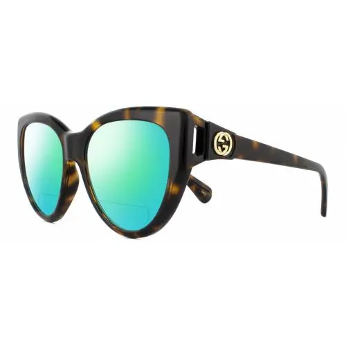 GG0877S-002 Cat Eye Polarized Bifocal Sunglasses Brown Havana 56 mm 41 Opt Green Mirror by Gucci