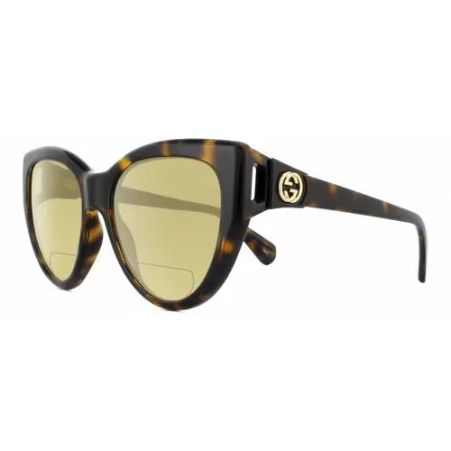 GG0877S-002 Cat Eye Polarized Bifocal Sunglasses Brown Havana 56 mm 41 Opt Yellow by Gucci